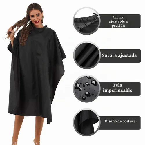 Vista 2 de Paquete de 5 capas de nailon negro impermeables para corte de pelo para hombres
