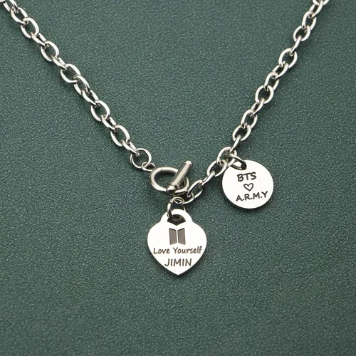 Vista 2 de HELAN Bangtan Boys Gift Kpop Bangtan Boys Necklace Love Yourself Necklace Bangtan Boys Fans Gift Kpop Group Gift for Bangtan Boys Fans
