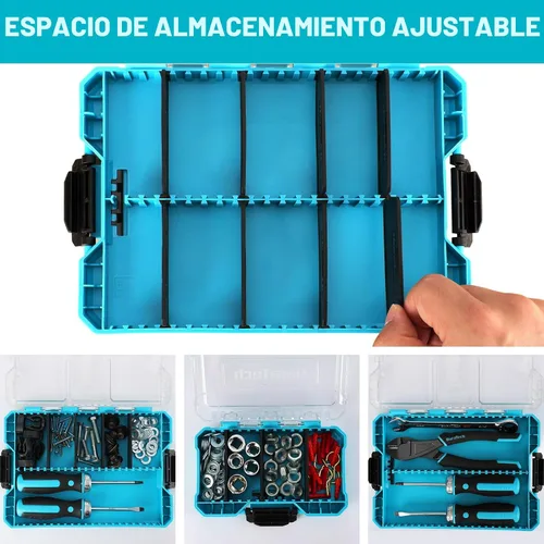 Vista 5 de DuraTech 3 Piezas Organizador de Piezas Pequeñas, 14 Compartimentos, Separadores Removibles, Organizador de Caja de Herramientas Portátil con Tapa