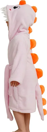 Vista 8 de Bata de baño para niños y niñas, diseño de dinosaurio de dibujos animados con cola y capucha Verde