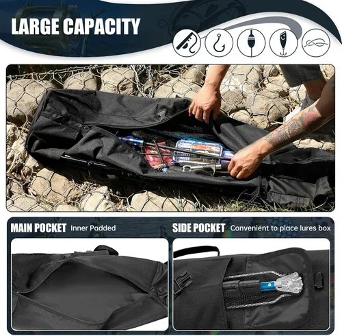 Vista 4 de Transportador de caña de pescar – Bolsa organizadora de carrete de caña de pescar para equipo, viajes, regalos para hombres, familia