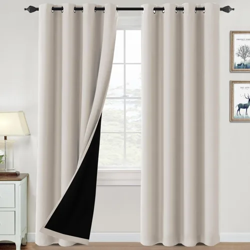 Vista 74 de H.VERSAILTEX Cortinas 100% de opacidad para dormitorio, con aislamiento térmico, cortinas opacas de 63 pulgadas de largo, cortinas de bloqueo