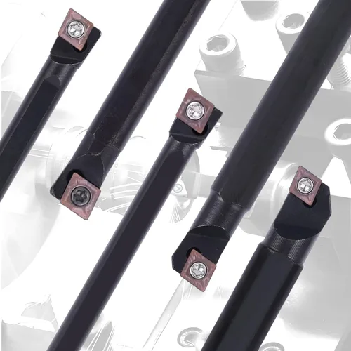 Vista 6 de Juego de 15 piezas de barra perforadora interna indexable para torno - 5 piezas de soporte para herramientas de torno de metal - 10 insertos de 5