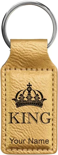 Vista 42 de Llavero rectangular, corona de rey, grabado personalizado incluido, Bambú
