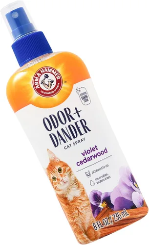 Vista 3 de Arm & Hammer Spray para control de olores y reducción de caspa para gatos con bicarbonato de sodio desodorizante, espray perfumado de madera