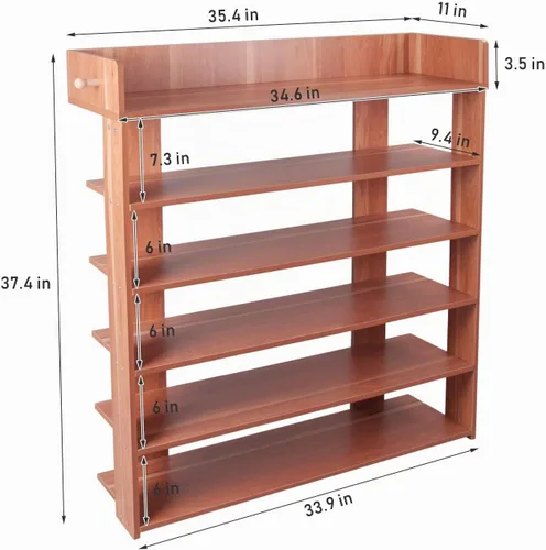Vista 3 de H&A Zapatero de madera de 6 niveles Organizador de almacenamiento de zapatos (aple)