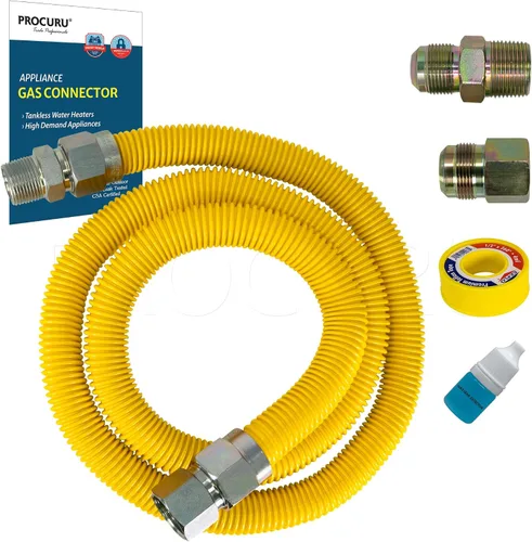 Vista 19 de PROCURU Conector de gas flexible universal FIP de 1 pulgada de diámetro exterior x 12 pulgadas (1 pie) x 3/4 pulgadas MIP x 3/4 pulgadas FIP