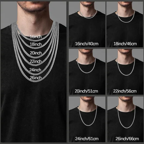 Vista 5 de 18k Gold Plated 925 Sterling Silver Chain Necklace for Men Women, 3.5mm, 4mm, 5mm Diamond Cut Cuban Link Chain, Sturdy & Shiny & Not Easy to Fade &