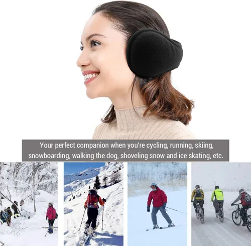 Vista 6 de Metog Orejeras de invierno unisex plegables de vellón polar, fundas cálidas y ajustables para las orejas