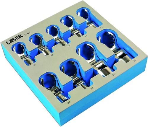 Vista 9 de Laser 7164 Juego de llaves flexibles para patas de cuervo, 1/2 "D, 9 unidades, color azul
