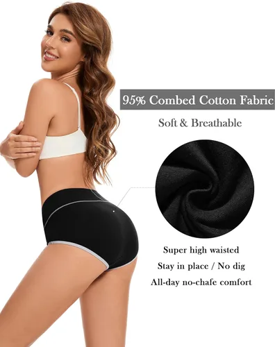 Vista 3 de Migbean Paquete de bragas de algodón para mujer, paquete de ropa interior de algodón para mujer, talla grande, ropa interior de algodón 25