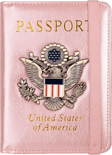 Vista 9 de TOURSUIT Combo de pasaporte y tarjeta de vacunación con bloqueo RFID, estuche protector para documentos de viaje, organizador de pasaporte de cuero