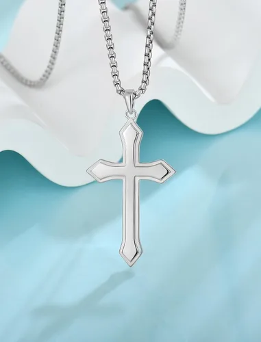Vista 6 de Cross Pendant Necklace for Men 925 Sterling SilverCopper - Yellow Gold or Rhodium Plated Arrow Cross for Holidays Gifts