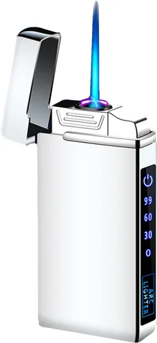 Vista 14 de Encendedor electrónico de llama de chorro 2 en 1, recargable de butano eléctrico USB, recargable por USB, de alta calidad a prueba de viento