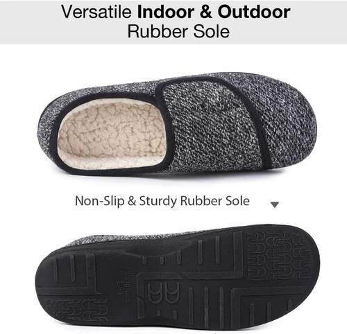 Vista 6 de LongBay Pantuflas de casa para diabéticos para hombre, de espuma viscoelástica, cómodas, extra anchas y antideslizantes