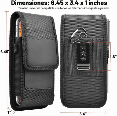 Vista 5 de Funda para Teléfono Móvil de Nylon con Clip para Cinturón, Compatible con Samsung Galaxy S25 FE S24 Ultra 5G S23 Plus S22 S21 S20 Note 20 A16 A15