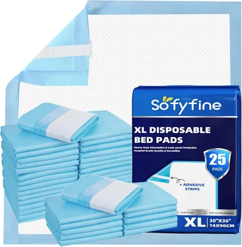 Vista 8 de SOFYFINE Almohadillas para cama con tira adhesiva de 30"x36" Almohadillas gruesas para incontinencia de adultos mayores desechables, Protectores