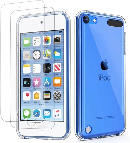 Vista 9 de ULAK Funda transparente compatible con iPod Touch 7/6/5 con 2 protectores de pantalla, [antiamarilleo] Funda protectora delgada y suave de TPU