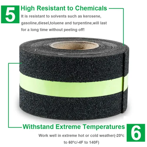 Vista 5 de RELIANCER Cinta de agarre de seguridad antideslizante de 2 pulgadas x 30 pies, color verde que brilla en la oscuridad, cinta de seguridad