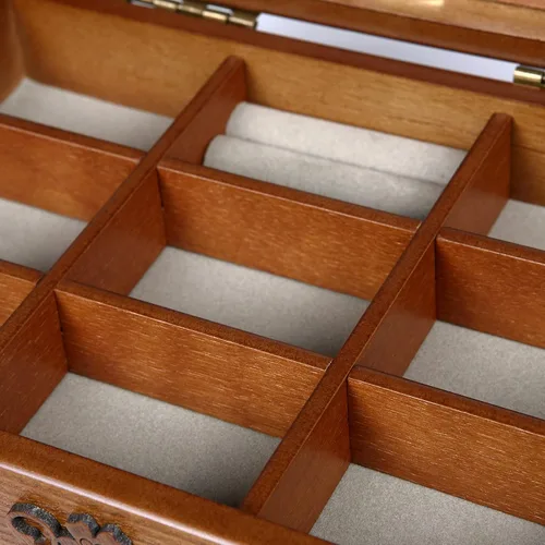 Vista 6 de Changsuo Joyero de madera para mujer con cajones, organizador de almacenamiento de joyas de tamaño mediano con tapa acrílica
