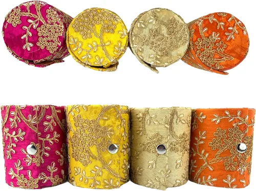 Vista 7 de LOVENSPIRE Caja organizadora de brazaletes para mujeres y niñas, bolsa de almacenamiento de joyas surtidas a granel, hermosa funda bordada, regalo