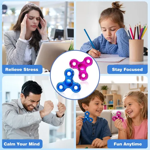 Vista 3 de Fidget Spinners 2 unidades, juguete de metal para aliviar el estrés, giro silencioso de alta velocidad, reducción de enfoque y ansiedad, juguetes