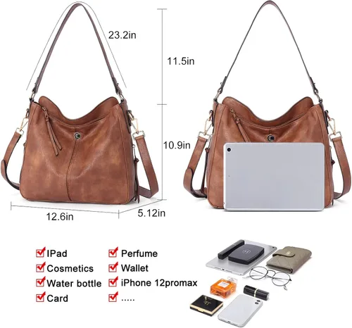 Vista 3 de CLUCI Bolsos de mano para mujer de cuero vegano, bolso bandolera grande de moda, bolso al hombro, el mejor regalo para ella
