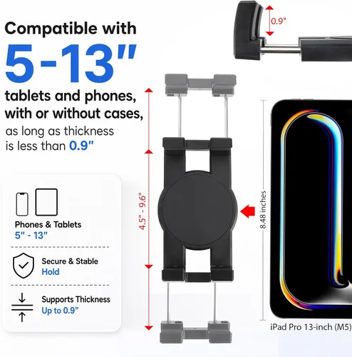 Vista 5 de Soporte para tablet con base de taladro resistente para camión