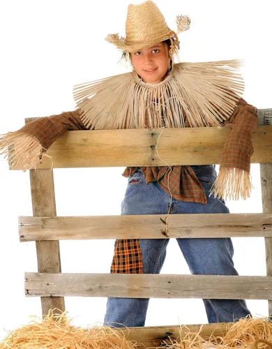 Vista 4 de Jetec Kit de 7 pajitas de espantapájaros, 5 material de rafia, accesorios de disfraz de espantapájaros, decoración de rafia, cuello, brazos