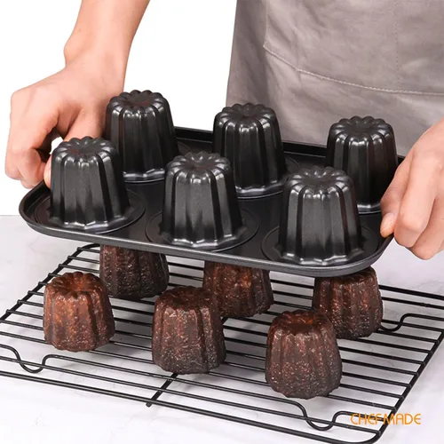Vista 4 de CHEFMADE Canele - Molde para tartas, antiadherente de 6 cavidades