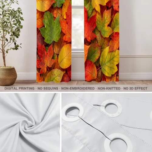 Vista 30 de Shrahala Orange Autumn Autumn Blackout Curtain Tiers, Fall Kitchen Valance Light Blocking Tier Drapes with Rod Pocket, 2 Pack 26 X 24 in