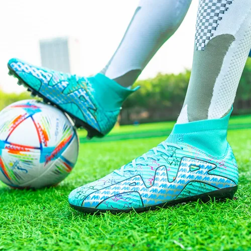 Vista 5 de Timarmtr Zapatos de fútbol para hombre, botas de fútbol para entrenamiento profesional, para interiores y exteriores, zapatillas de deporte de caña