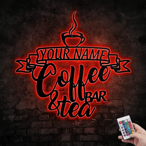 Vista 4 de Letrero de metal personalizado para barra de café, varios tamaños, placa de pared para decoración de cocina, regalos personalizados para amantes
