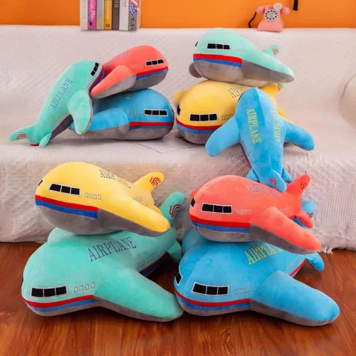 Vista 5 de Juguete de peluche de 15.7 pulgadas, almohada de peluche de avión, cojín suave de avión de juguete, bonita decoración de guardería y juguete