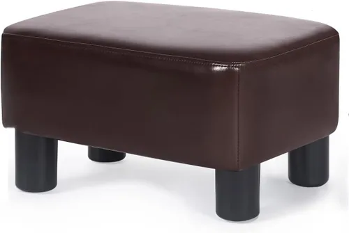 Vista 10 de Joveco Reposapiés pequeño otomano, reposapiés rectangular moderno para sala de estar y dormitorio (cuero sintético negro)