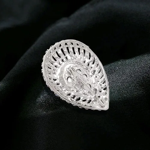 Vista 5 de Broche de lágrima de diamantes de imitación para mujeres y niñas, cristales coloridos de moda, color azul, circonita cúbica, broches de gota
