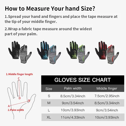 Vista 7 de Kyncilor Guantes de ciclismo, guantes de ciclismo, guantes de correr para hombres y mujeres, guantes de entrenamiento de dedo completo, pantalla