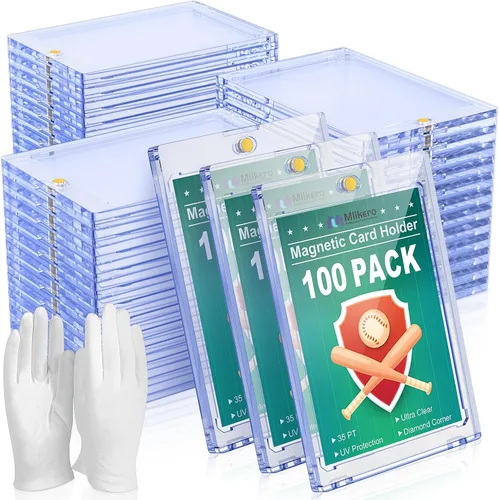Vista 6 de Tarjetero magnético de 5 quilates, soporte para tarjetas comerciales de 35 puntos, protección U-V Protectores de tarjetas de plástico duro