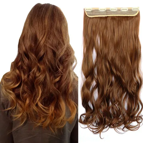Vista 7 de Extensiones de cabello sintético de 24 pulgadas, 4.23 onzas, color negro, 5 clips, extensiones de cabello sintético resistentes al calor #1 (negro)