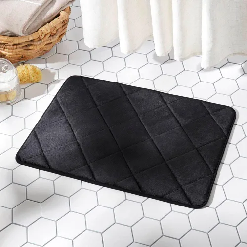 Vista 5 de Home Dynamix Capri Haven - Tapete de baño de espuma viscoelástica lavable a máquina, negro, 22 x 42 pulgadas