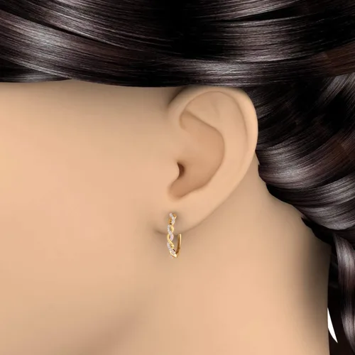 Vista 3 de Aretes de aro trenzados de diamantes de 15 quilates en oro de 10 quilates