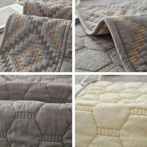 Vista 6 de vctops Funda de sofá bordada con diamantes 100% de algodón, acolchada y suave, antideslizante, lavable, protector de muebles (gris, 28 x 28 pulgadas)