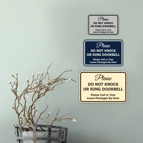 Vista 4 de Signs ByLITA Clásico enmarcado Por favor no golpee ni toque el timbre de la puerta, señal para pared o puerta - Fácil instalación Instrucción