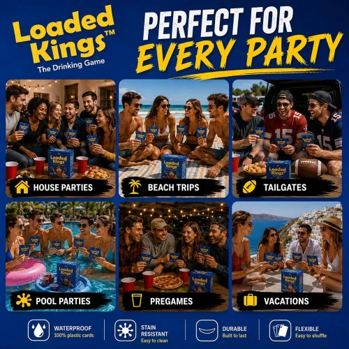 Vista 5 de Juego de cartas para beber Loaded Kings (impermeable) (versión inglés)