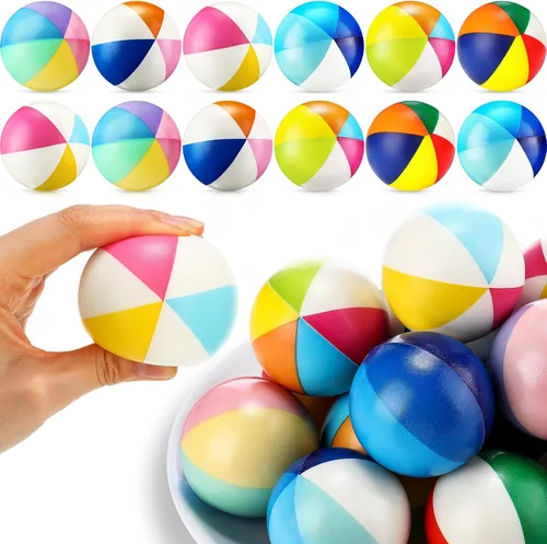 Vista 7 de Jerify - 24 mini bolas de estrés para playa de 2.5 pulgadas, espuma de arcoíris, recuerdos de fiesta Soft PU Foam Stress Relief, Colorful Toys for