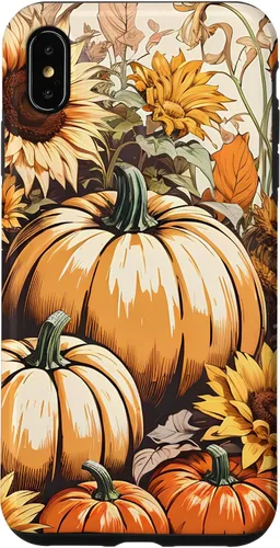 Vista 7 de iPhone 14 Bonito arte de otoño, calabazas, girasoles y hojas de otoño