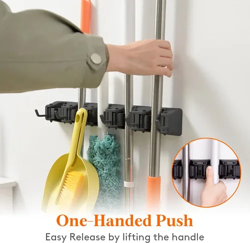 Vista 3 de Lifewit Soporte de pared para fregona y escoba, colgador de escoba antideslizante para organización de cocina, organizador de suministros
