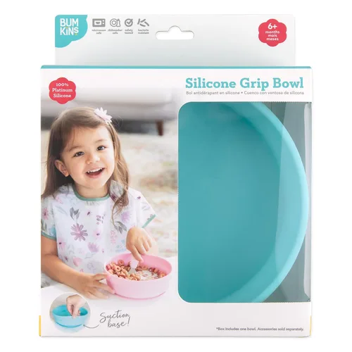 Vista 6 de Bumkins Cuenco para bebé, succión de silicona, para bebés, niños pequeños y niños, destete LED para bebés, esenciales para alimentación, silicona