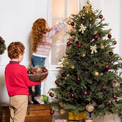 Vista 4 de Guirnalda de cuentas de Navidad de 32.8 pies, guirnalda de perlas artificiales de Navidad, guirnalda de árbol de Navidad, decoraciones de cadena