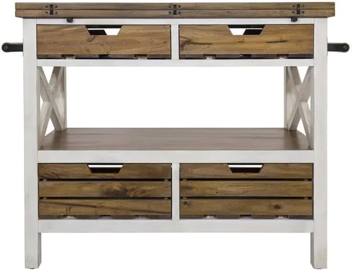 Vista 8 de Yosemite Home Decor Cassidy Farmhouse - Isla de cocina de madera en color blanco